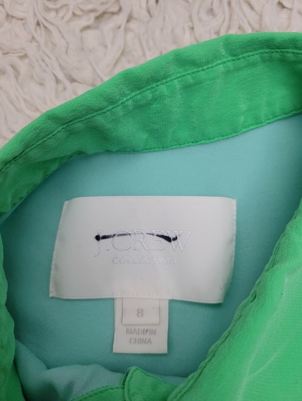 J Crew Collection Silk Colorblock Button Down Collared Blouse Sz 8 - Picture 3 of 9